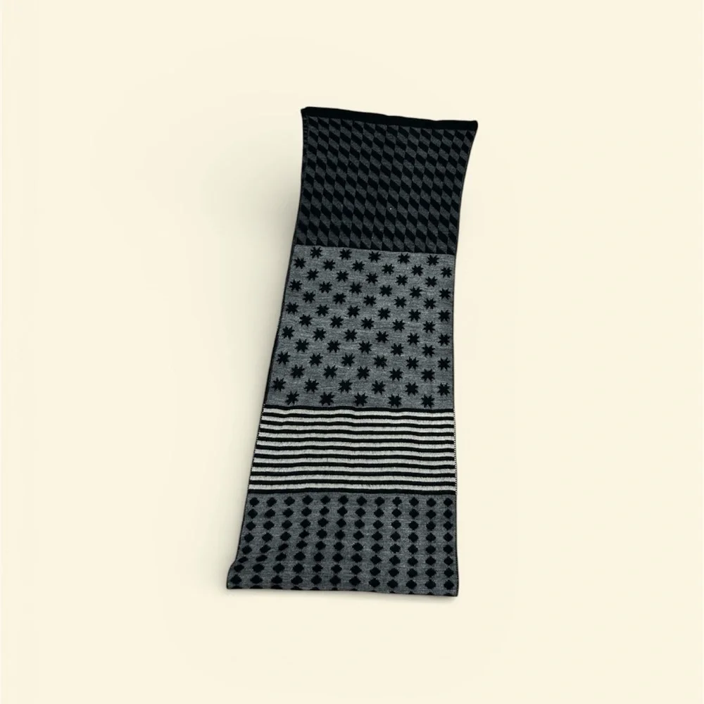 William Rast Black and Gray Patterned Men's Scarf